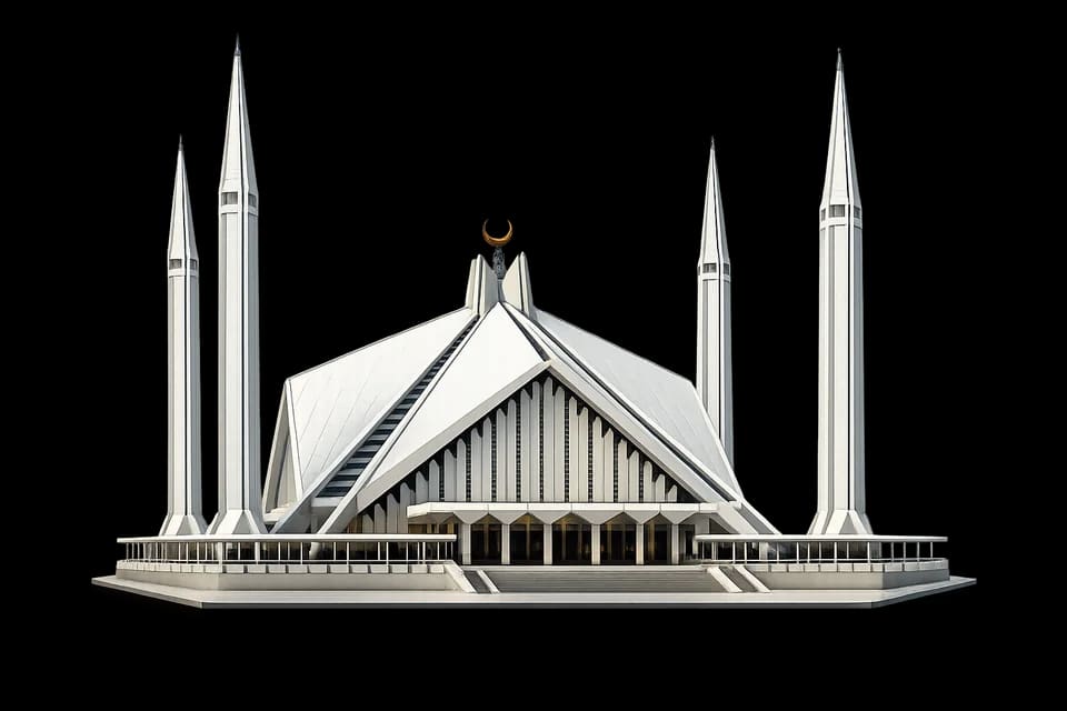 3D render of Faisal Mosque in Islamabad
